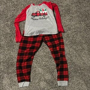 Kids Holiday Pajamas - Red and Gray